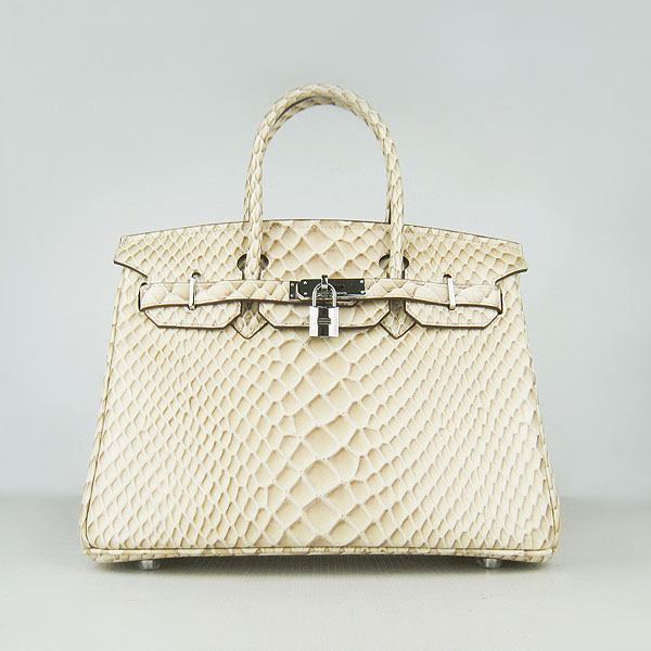 Replica Hermes Birkin 30CM Fish Veins Leather Bag Beige 6088 On Sale